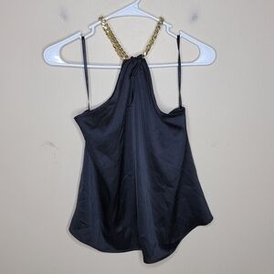 Everyday Chic Boutique | Black Gold Chain Halter Top with Keyhole Front & Back